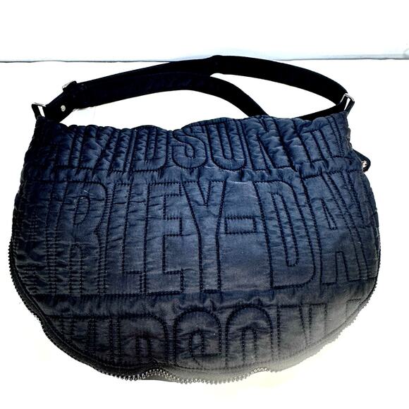 Harley-Davidson Quilted Shoulder Bag Black Nylon Hobo – Genuine MotorClothes - Picture 3 of 16